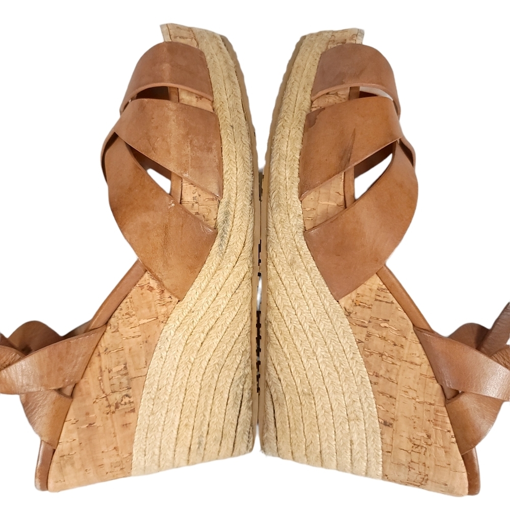 Jimmy Choo Tan Vachetta Leather Wedges​ 42 - Flawed Gem! - Picture 6 of 16